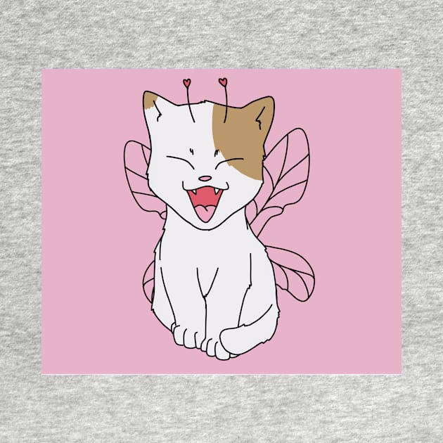 cat fairy cute kawaii cottagecore butterfly pastel pink by maoudraw